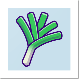 Leek Vegetable Cartoon Posters and Art